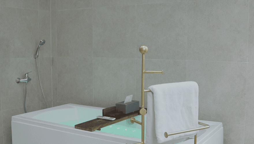 Oxygen bathtub prepared for a restorative wellness session